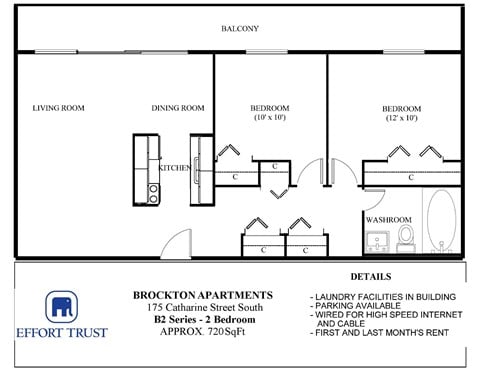 Floor plan for 2 beds, 1 bath, 900 sqft